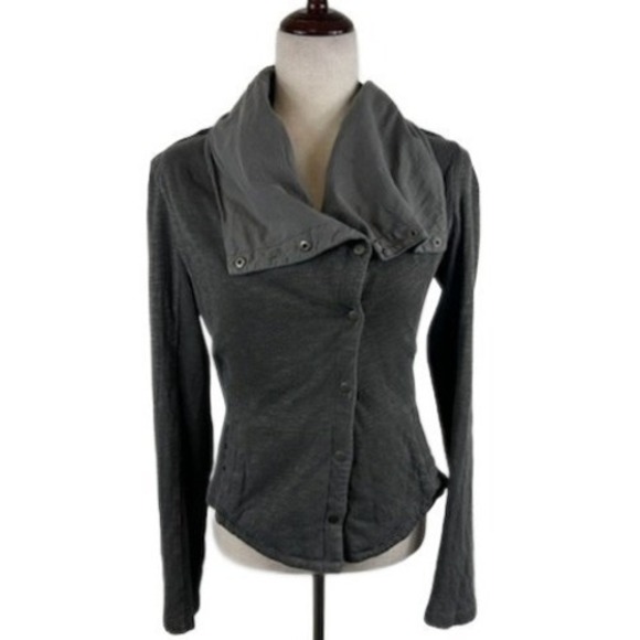 Saturday Sunday Anthropologie Gray Cotton Top Blouse Cardigan Sweatshirt Size XS - Picture 1 of 6